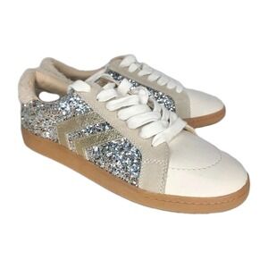 Dolce Vita Shoes Womens 10 Silver Neo Plush Sneakers‎ Festival Glam Streetwear